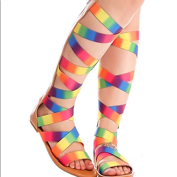 Size 6🌈Rainbow Strappy Festival Sandals - Picture 3 of 8